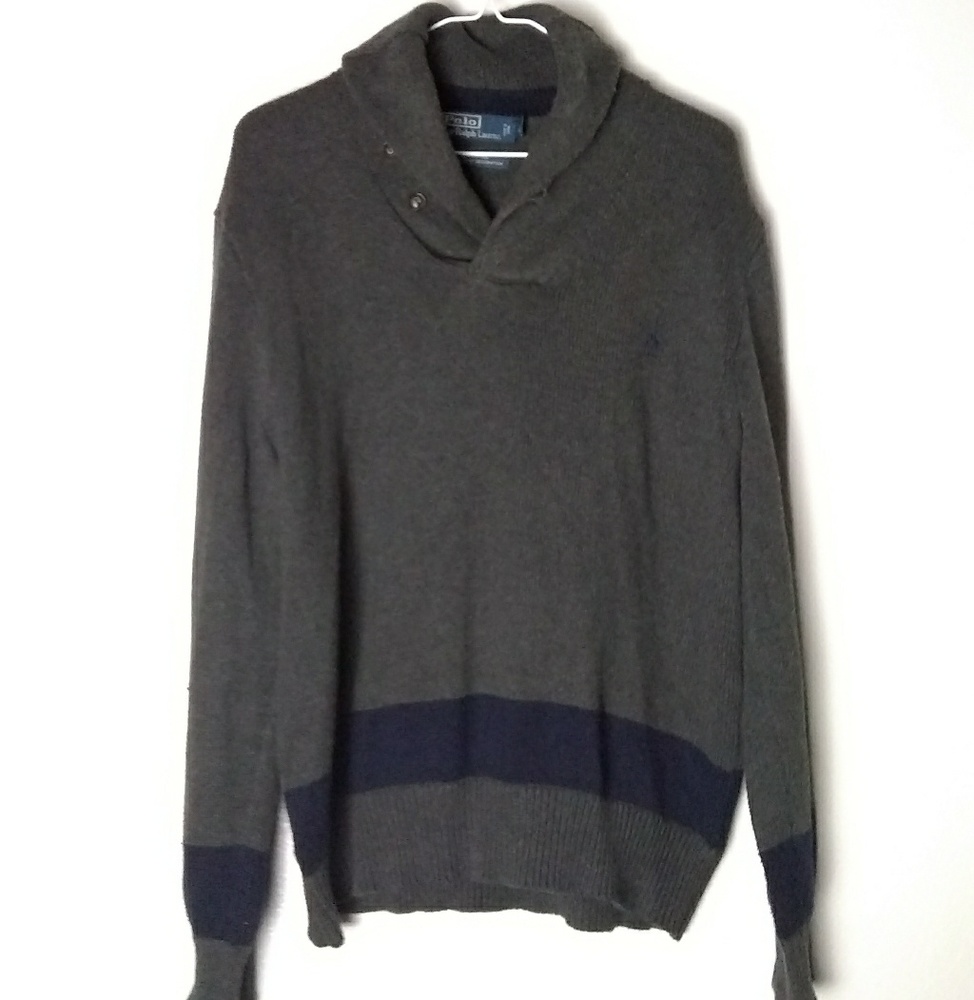 Polo Ralph Lauren sz L shawl turtle neck sweater
